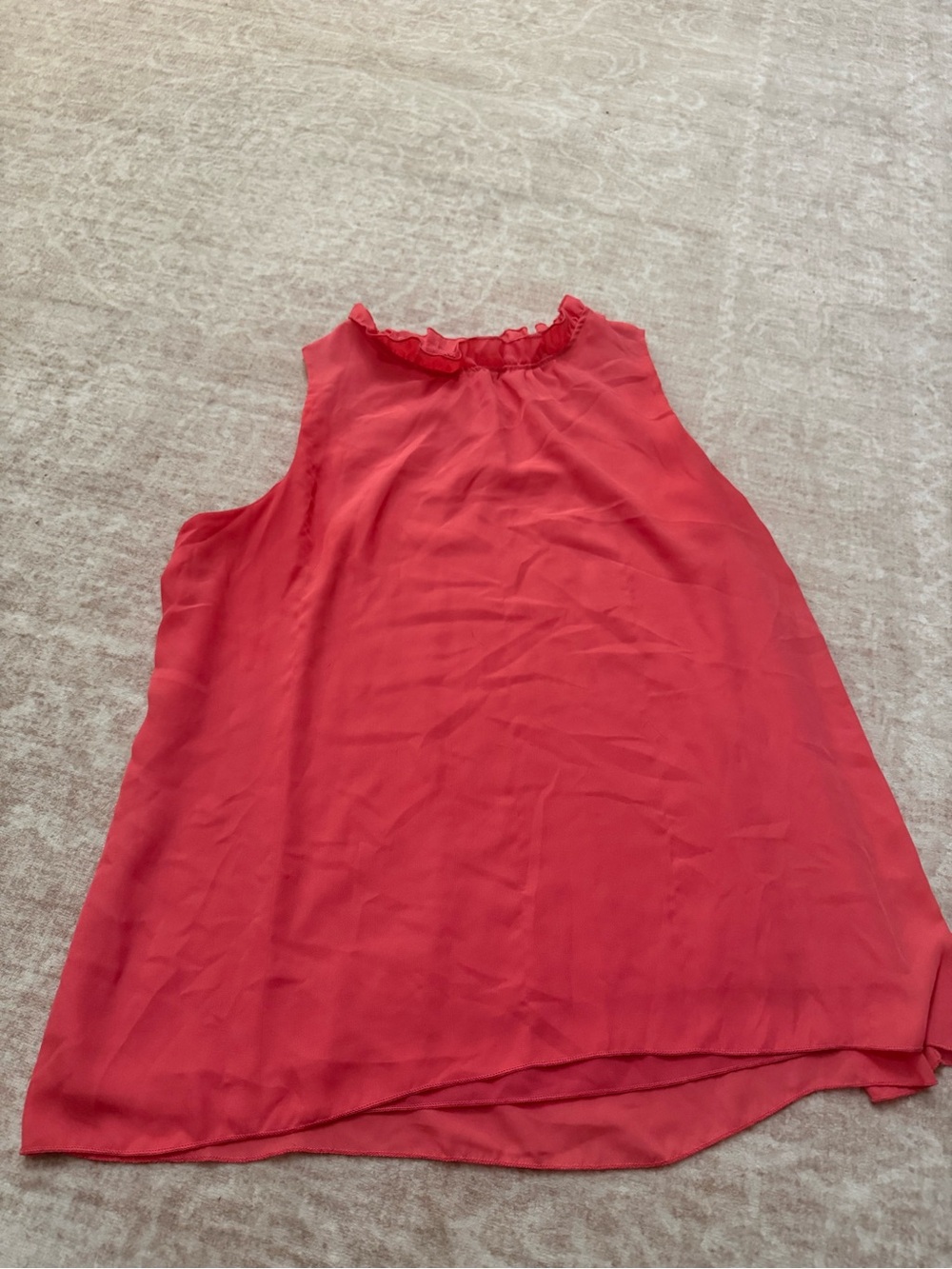 Sleeveless Red Ruffle-Neck Women’s Top